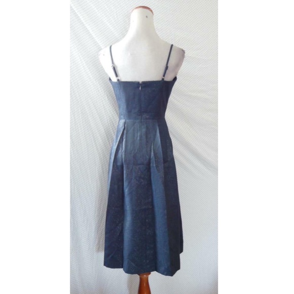 NEW GAL MEETS GLAM Shimmery NAVY Lucille STARRY NIGHT Fit & Flare BOW DRESS 4 - Picture 11 of 14